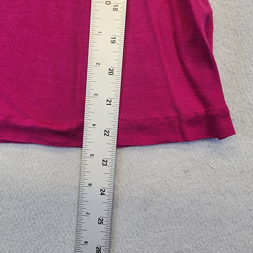 Banana Republic Magenta Silk Blend Flutter Sleeve Ruffle Neck Top Petite Small - Picture 10 of 10